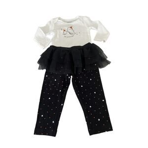 2 Pc Carters Baby Girl Halloween Outfit 9M Top Boo Ghosts Pants w Tulle Skirt